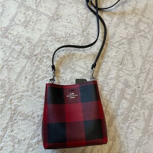 Coach Red and Black Checkered Women's Bag